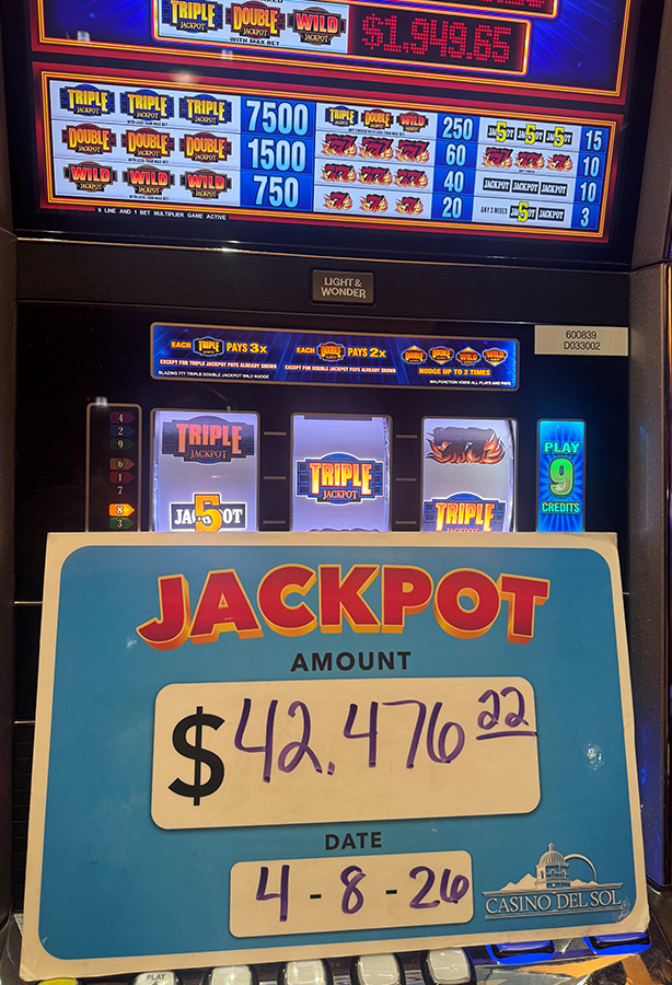 Jackpot Winners at Casino Del Sol