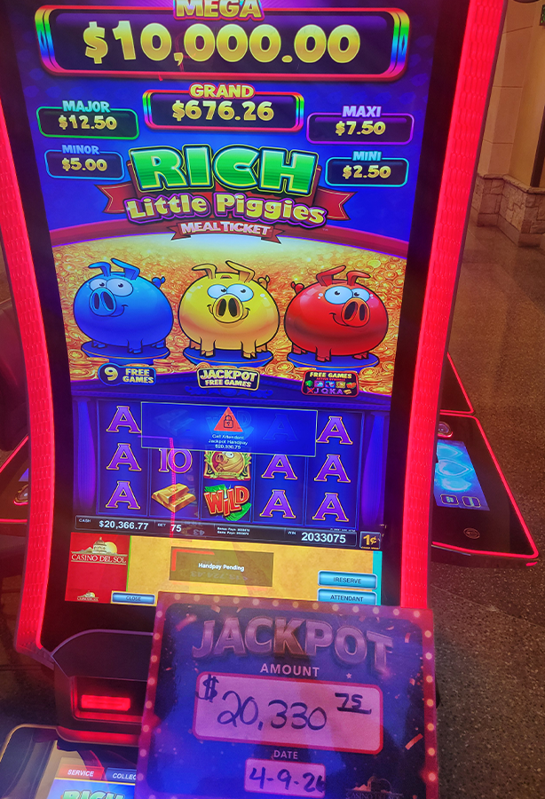 Jackpot Winners at Casino Del Sol