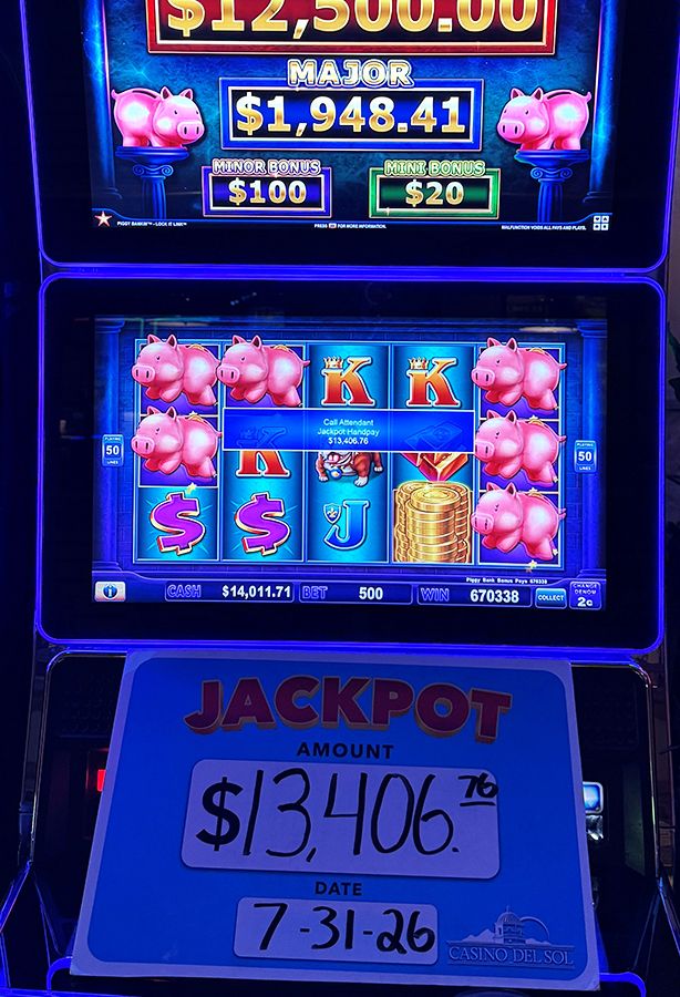 Jackpot winners at Casino Del Sol