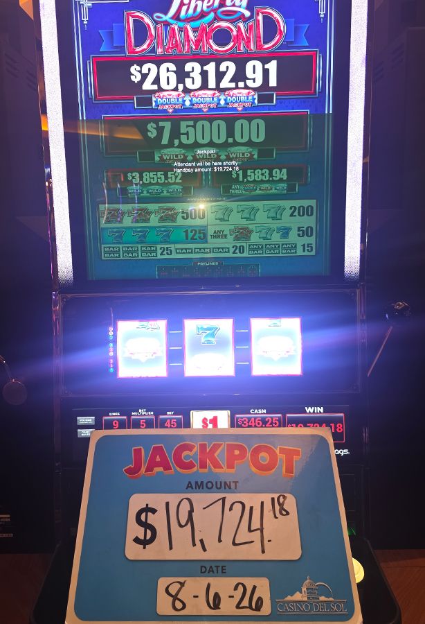 Jackpot winners at Casino Del Sol
