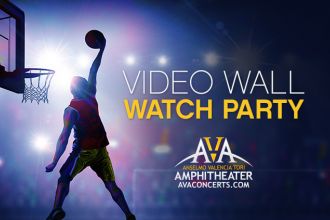 Video wall watch party at AVA sweet 16 party